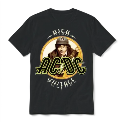 Ac/dc Logo High Voltage Album Angus Young Unisex T-Shirt - Black