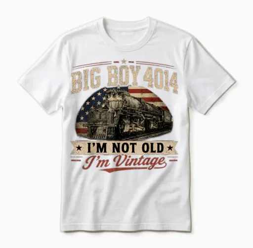 Big Boy 4014 Vintage Steam Locomotive Railroad Train Engine Unisex T-Shirt in White