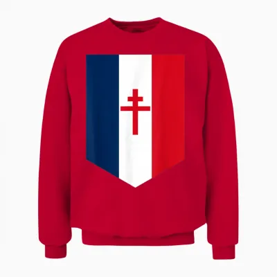 Drapeau Français Avec Croix De Lorraine T-Shirt, Black, S Unisex Sweatshirt - Red