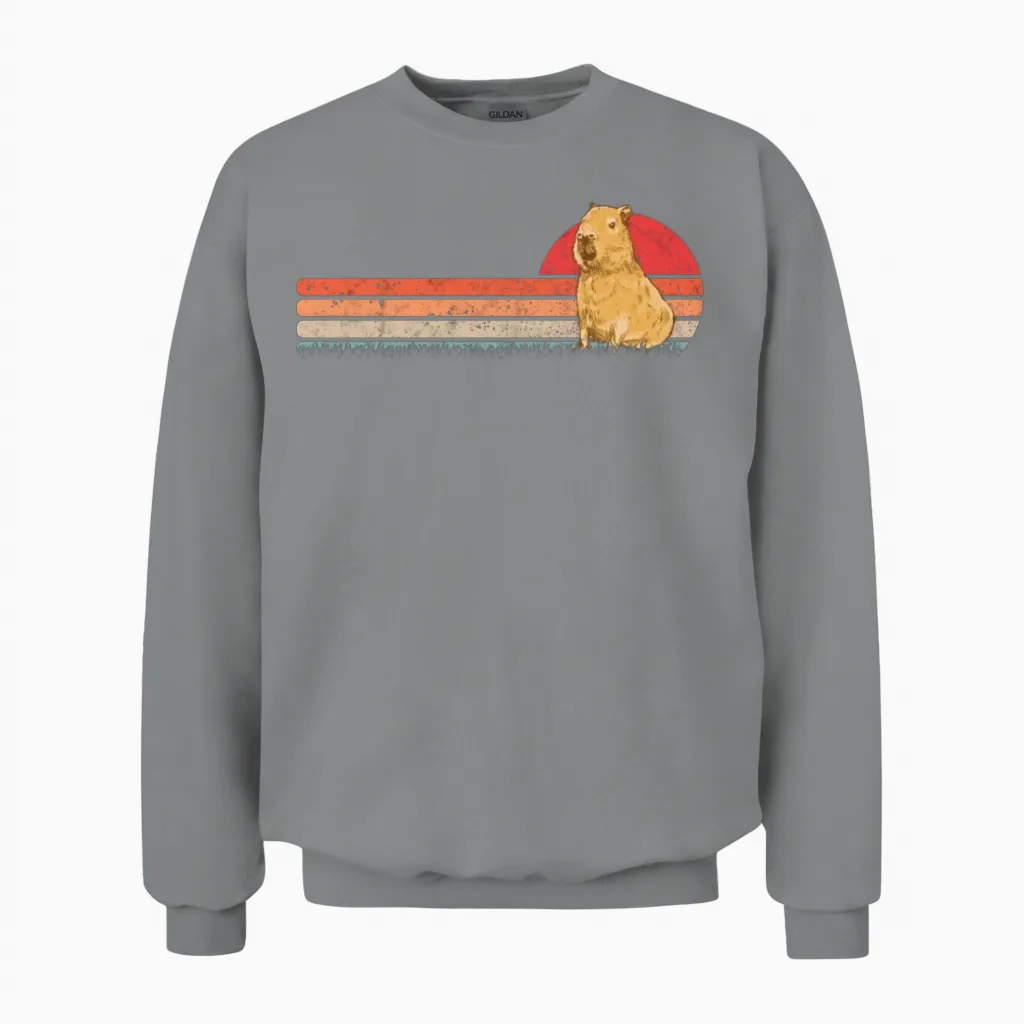 Capybara Retro Vintage Unisex Sweatshirt - Sport Grey