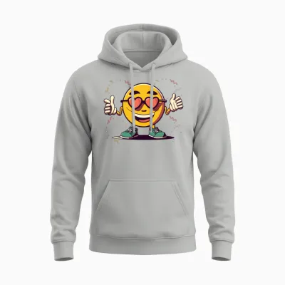Retro Emoticon Bliss Unisex Hoodie - Ash