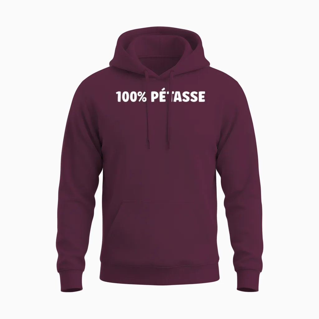 Super Surnom Pétasse Mignonne Humour 100% Pétasse Unisex Hoodie in Maroon