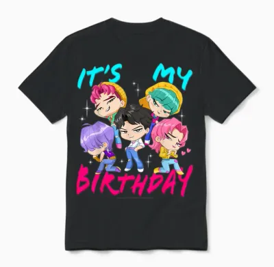 Kpop Demon Hunters It's My Birthday Saja Boys Group Shot Unisex T-Shirt - Black