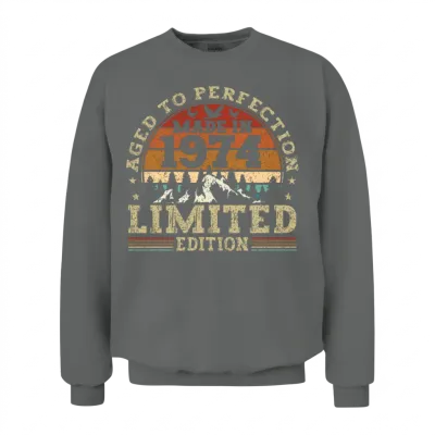 Vintage 1974 Retro Birthday Gift Unisex Sweatshirt - Graphite Heather