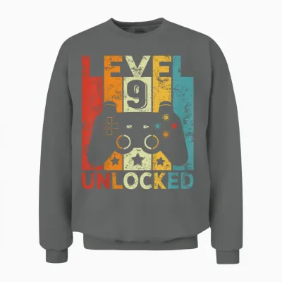 Enfant 9 Anniversaire Garçon Fille 9 Ans Jeu Manette Gamer Unisex Sweatshirt - Graphite Heather