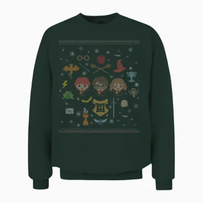 Harry Potter Ugly Christmas Chibi Design Unisex Sweatshirt - Forest