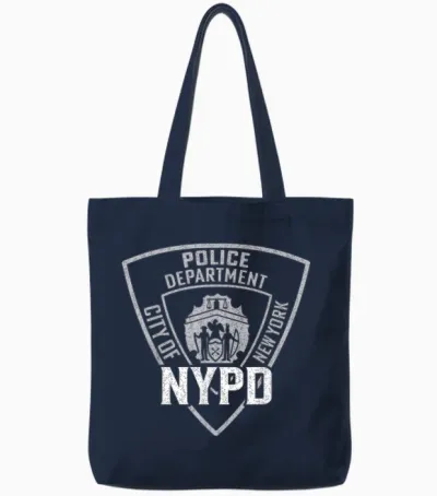 Nypd New York Police Department Us Blue Lined T-Shirt, Black, S Tote Bags - Navy