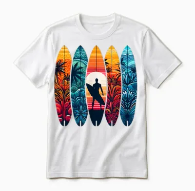 Cool Surfboard Men Women Kids Surfboard T-Shirt, Black, S Unisex T-Shirt - White