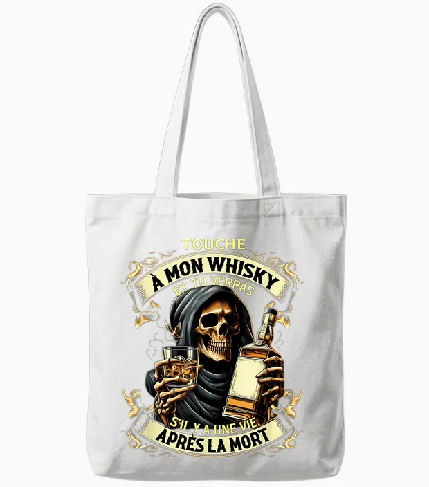 Touch My Whiskey and You'll See if There's Life After T-Shirt, Black, S Tote Bags in White