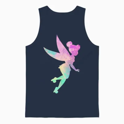 Disney Peter Pan Tinker Bell Tie Dye 90s T-Shirt, Black, S Unisex Tank Top - Navy