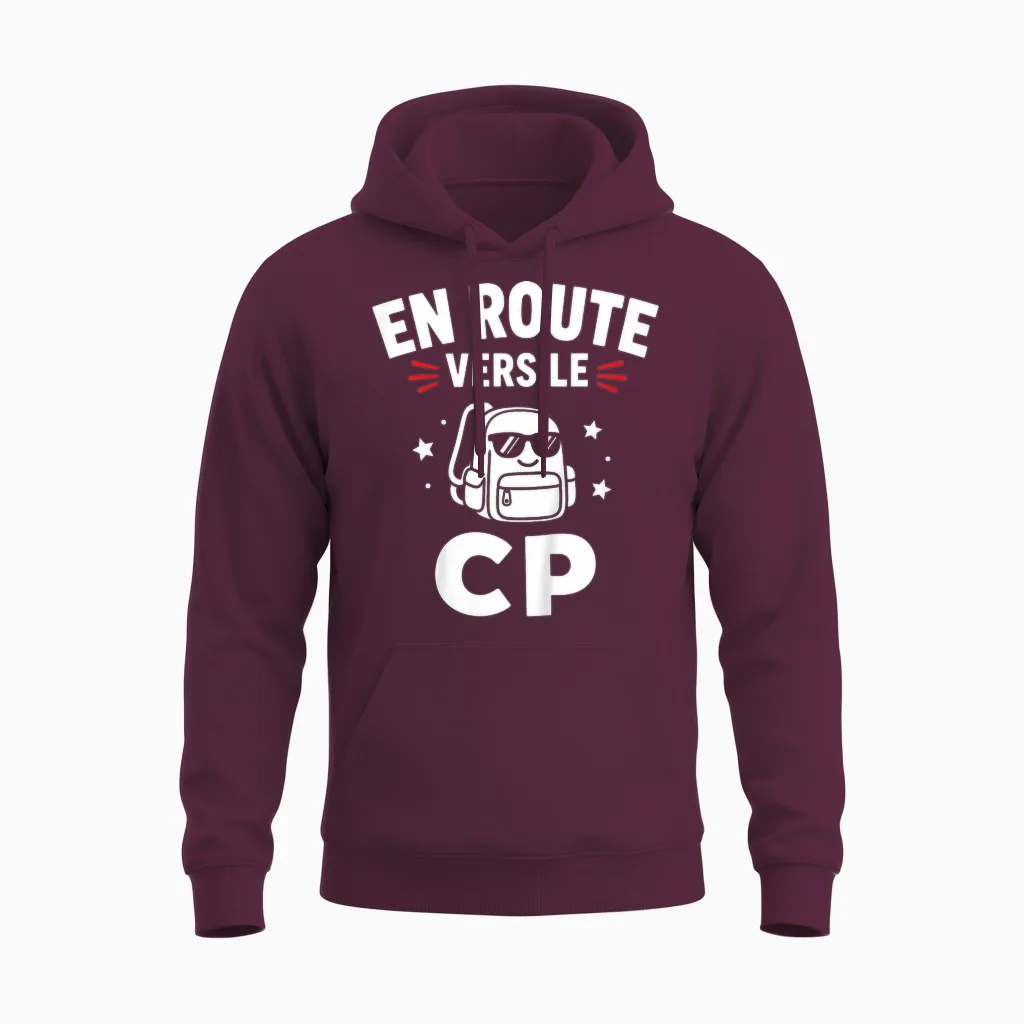 Enfant Humour école élève Rentrée Des Classes En Route Vers Le Cp Unisex Hoodie in Maroon