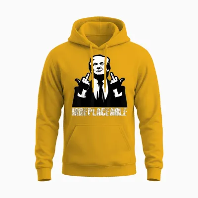 Trump, the President's Irreplaceable Middle Finger T-Shirt, Black, S Unisex Hoodie - Gold