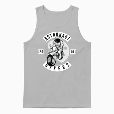 Funny Astronaut Biker Unisex Tank Top - Ash
