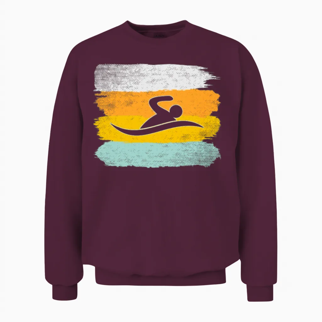 Swimming Retro Unisex Sweatshirt in Maroon