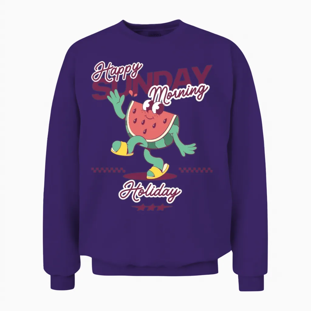 Watermelon Sunday Holiday Unisex Sweatshirt in Purple