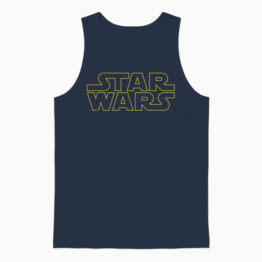 Star Wars Basic Logo Yellow T-Shirt, Black Unisex Tank Top in Navy