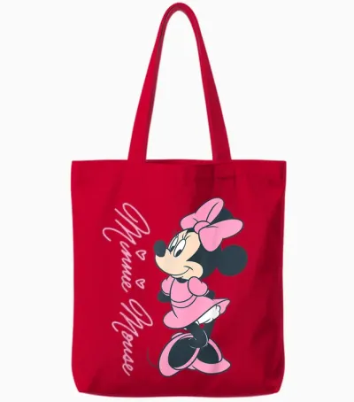 Disney Mickey Mouse and Friends Minnie Mouse Pink Hearts Tote Bags - Red
