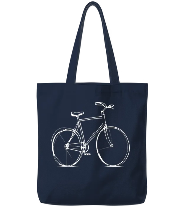 Bicycle Bike Cycle - Line Drawing - Cyclist Biking Tote Bags - Navy