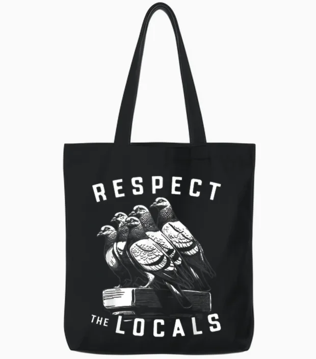 Pigeons Respect the Locals Simple Native Pride Nature Lover Tote Bags in Black