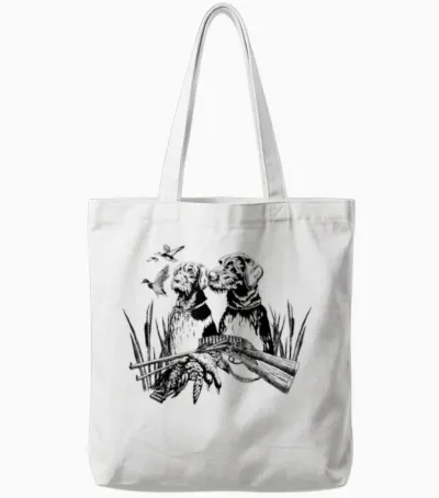 German Wirehaired Hunting Dog Hunter Dog Head Beard Retro Tote Bags - White