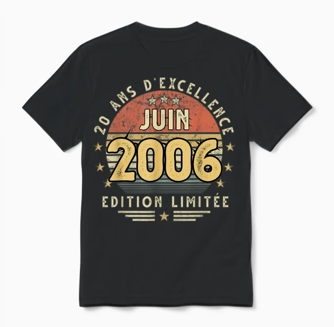Juin 2006 Cadeau Anniversaire Juin 2006 20 Ans Homme Femme Unisex T-Shirt in Black