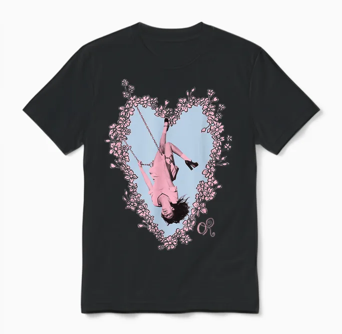 Official Photo Olivia Rodrigo Heart Swing Unisex T-Shirt in Black