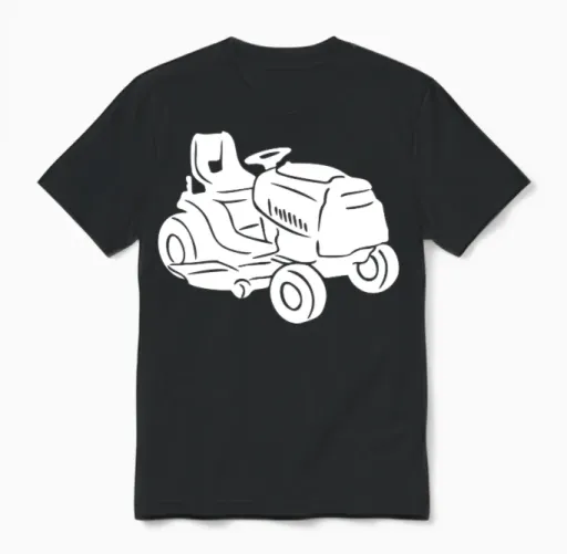 Gardening Mower Gardener Lawn Design Silhouette Unisex T-Shirt in Black