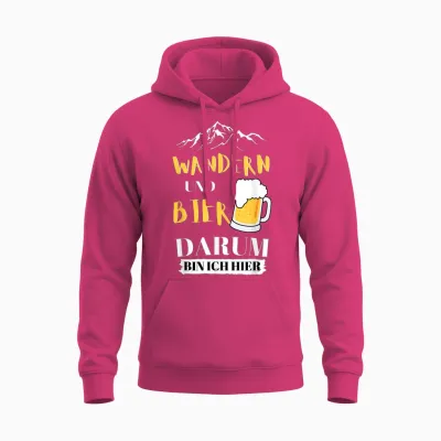 Wandern Und Bier Darum Bin Ich Hier Unisex Hoodie - Heliconia