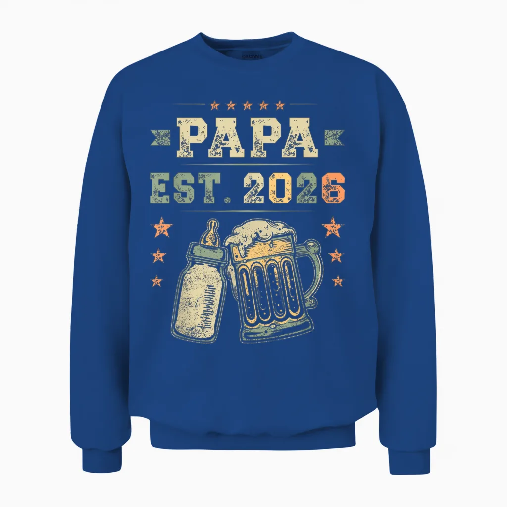 Papa Est. 2026, Neuer Vater, Junger Papa, Erste Mal Papa Unisex Sweatshirt in Royal