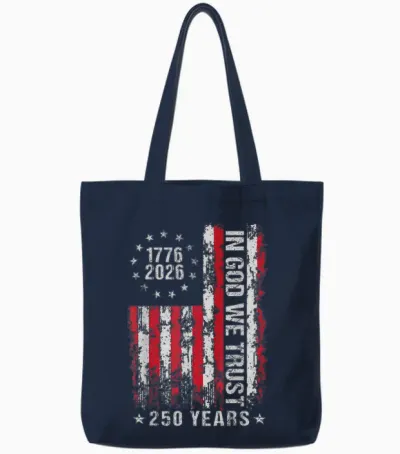 In God We Trust 250 Years Patriotic Freedom Usa Flag Vintage Tote Bags - Navy