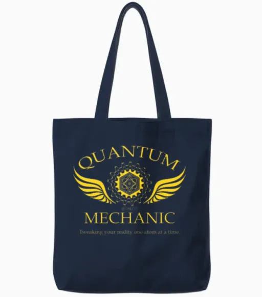 Quantum Mechanic-O Mechanics Tote Bags in Navy