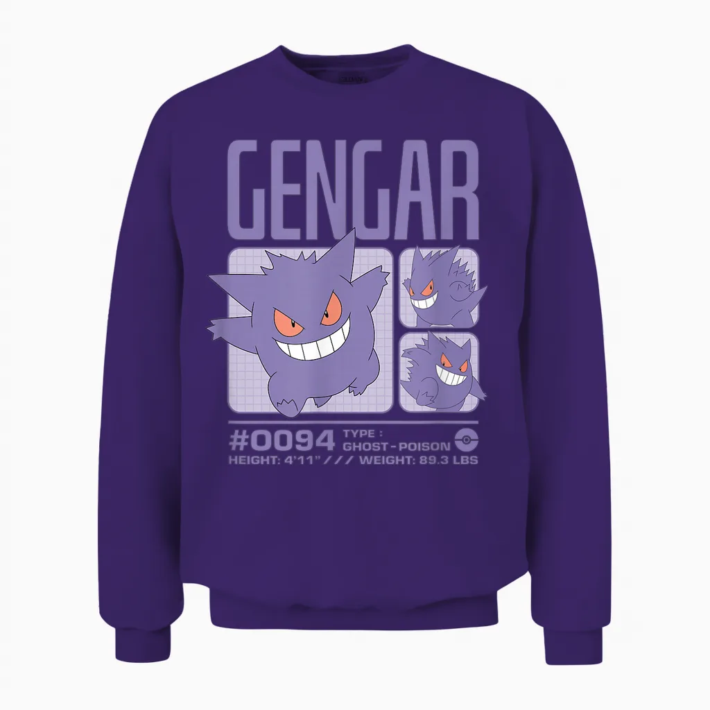 Pokémon - Gengar Pastel Stats Grid Unisex Sweatshirt in Purple