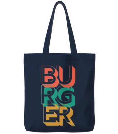 Retro Burger Tote Bags - Navy