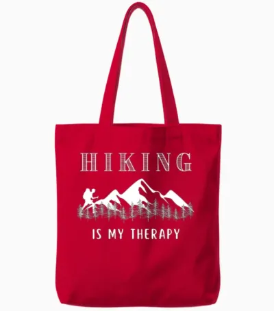 Hiking Is My Therapy Tote Bags - Red