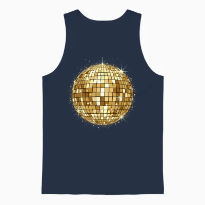 Retro Party Disco Ball Unisex Tank Top - Navy
