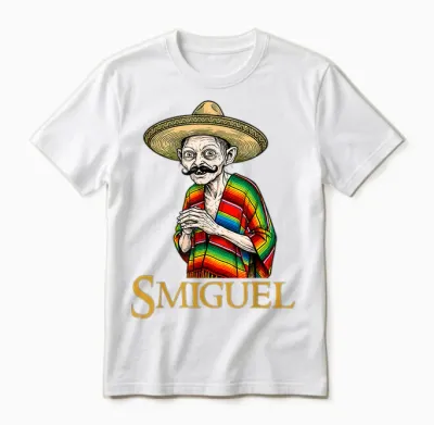 Smiguel Mexican Sombrero Lustiges Mexikanisches Kultur-Mashup Unisex T-Shirt - White