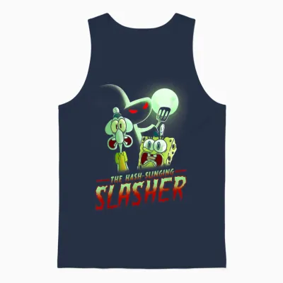 Spongebob Squarepants the Hash Slinging Slasher Spooky Unisex Tank Top - Navy