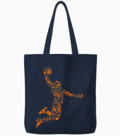 Basketball Player Slam Dunk Cool Design Tote Bags - Navy