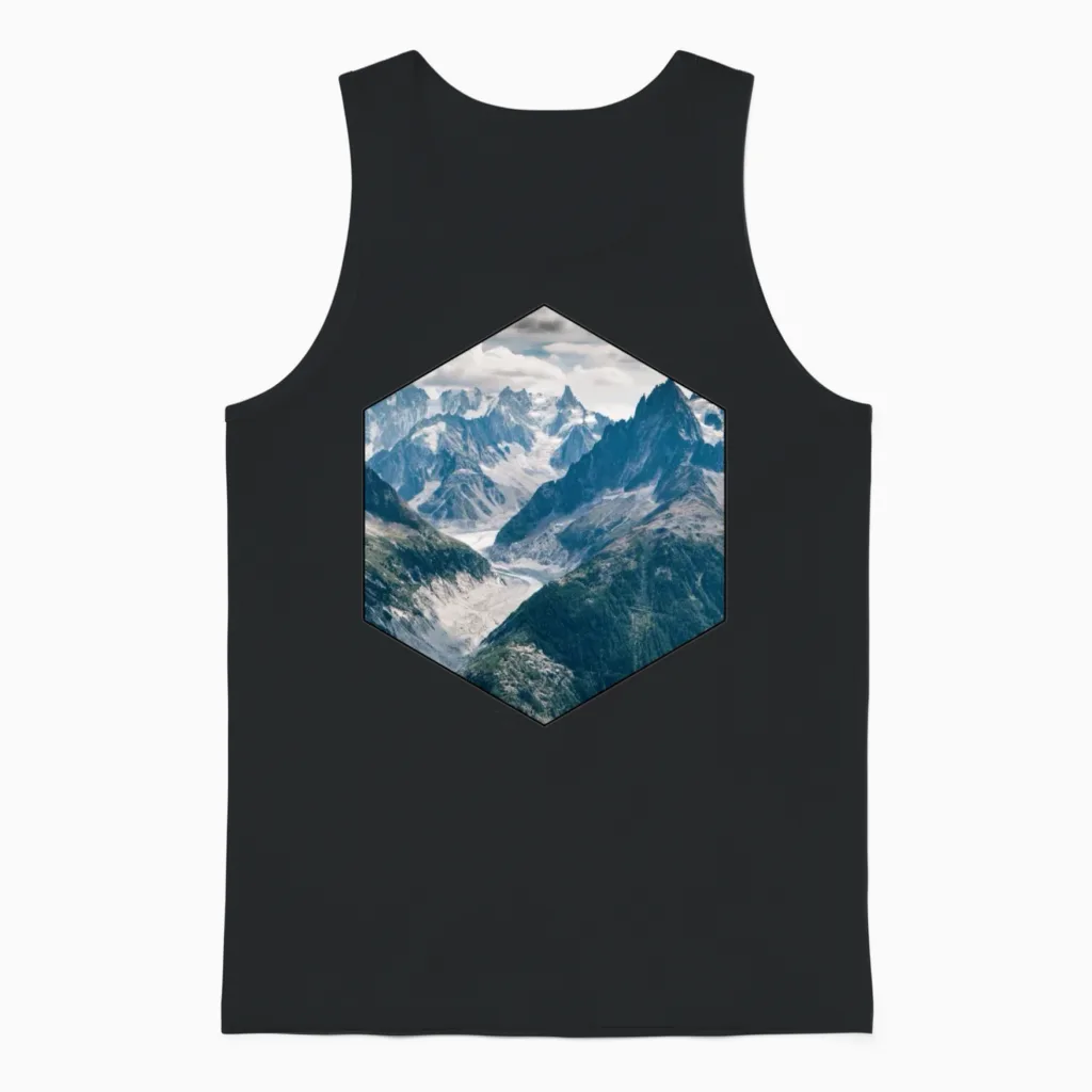 Hexagon Mountains - Hiking & Outdoors Unisex Tank Top in Black