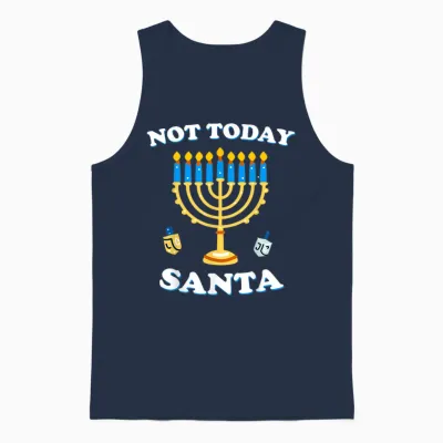 Funny Hanukkah Not Today Santa Jewish Chanukah Chrismukkah Unisex Tank Top - Navy
