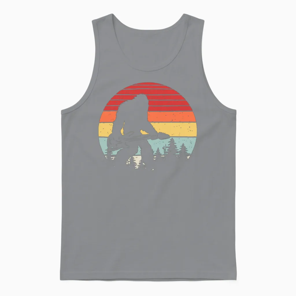 Vintage Retro Bigfoot Guitarlegend Unisex Tank Top in Sport Grey
