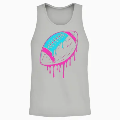 Dripping Pink & Blue Football Design Unisex Tank Top - Ash