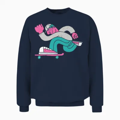 Retro Skate Skateboard Skateboarding Unisex Sweatshirt - Navy