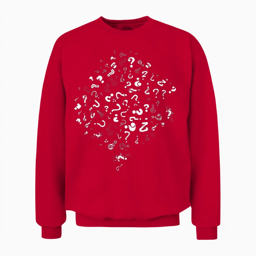 Question Marks Philosophical Questioning Unisex Sweatshirt - Red