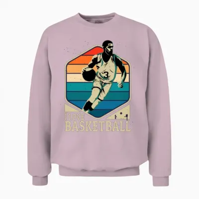 I Love Basketball Retro Retro Basketball Player Unisex Sweatshirt - Light Pink