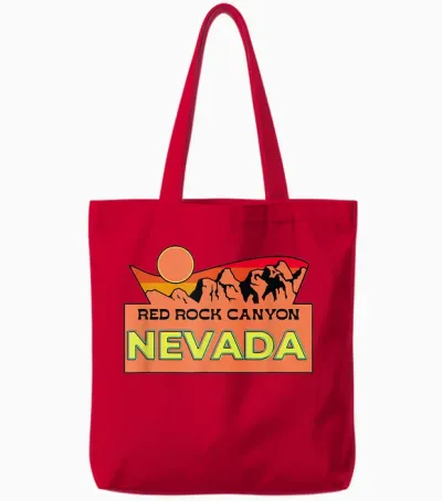 Red Rock Canyon Nevada Travel Souvenir Vintage Retro Sunset T-Shirt, Black, S Tote Bags - Red
