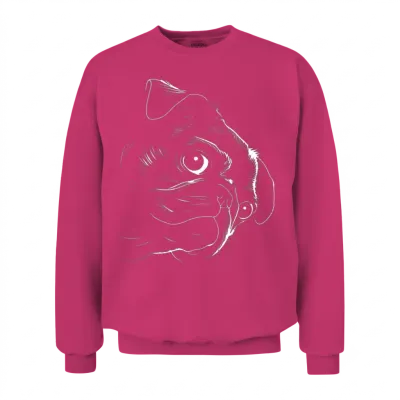 Pug Face Pug Dog Silhouette Cute Pug Lineart Mops Unisex Sweatshirt - Heliconia