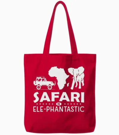 Safari Is Elephantastic Funny Safari Adventure Pun Tote Bags - Red