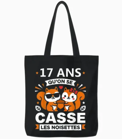 Humour 17 Ans Mariage Drole Anniversaire Couple 17 Ans Tote Bags - Black