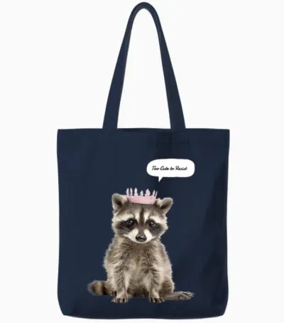 Too Cute to Resist Baby Raccoon Tote Bags - Navy